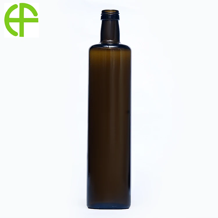 750ml olijfgroene Hanzhou ronde glazen fles met lijnolie